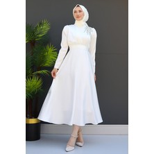 Giza Store Omzu Taşlı Saten Abiye Koyu Indigo