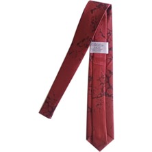 ElifEbru Exclusive Handicrafts Ebru Sanatı  Saten Kumaş Kravat Kırmızı Siyah Sakr 139