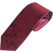 ElifEbru Exclusive Handicrafts Ebru Sanatı  Saten Kumaş Kravat Kırmızı Siyah Sakr 139