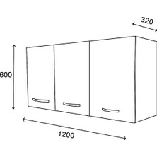 Tivat 3 Kapaklı Duvara Monte Mutfak Dolabı - Beyaz
