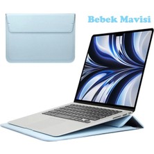 Apple Macbook Pro 14 Inç M3 A2992 A2918 Uyumlu Deri Mıknatıslı Çanta Stantlı Şık Tasarım