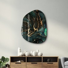 Dark Green Amorphous Collection Glass Wall Art