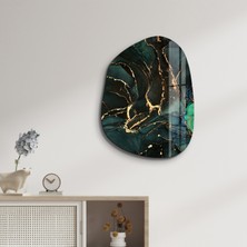 Dark Green Amorphous Collection Glass Wall Art