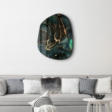 Dark Green Amorphous Collection Glass Wall Art