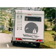Sticker Usta Yelkenli Dalga Deniz Martı 4x4 Offroad Sticker Araba Oto Karavan Etiket 02158