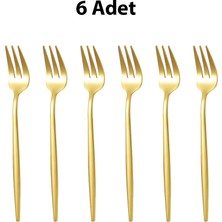 Chavin 410 Çelik 6 Adet Gold Renk Tatlı ve Meyve Çatalı CIN611SR-6