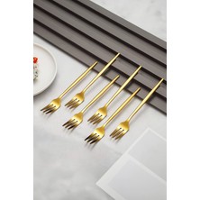 Chavin 410 Çelik 6 Adet Gold Renk Tatlı ve Meyve Çatalı CIN611SR-6