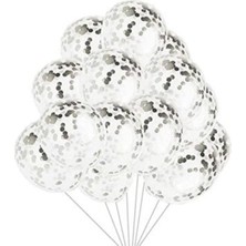 Gümüş Konfetili Balon Seti 20 Adet
