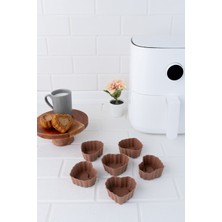 Silicolife Onikiden Airfryer Silikon Kalp Muffin Kek Kalıbı 6’lı- Tüm Hava Fritözleriyle Uyumlu SL11