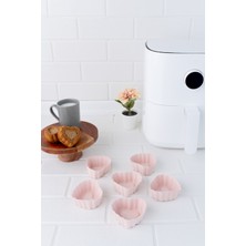 Silicolife Onikiden Airfryer Silikon Kalp Muffin Kek Kalıbı 6’lı- Tüm Hava Fritözleriyle Uyumlu SL11