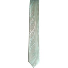 ElifEbru Exclusive Handicrafts Ebru Sanatı  Saten Kumaş Kravat Açık Yeşil Sakr 138