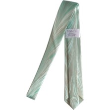 ElifEbru Exclusive Handicrafts Ebru Sanatı  Saten Kumaş Kravat Açık Yeşil Sakr 138