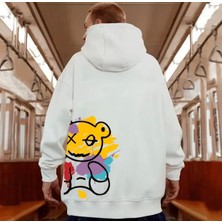 Amor Man Büyük Beden Özel Tasarım Kapüşonlu Sokak Sanatı Sırt Baskılı Modern Battal Erkek Sweatshırt