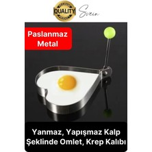 Svein Paslanmaz Metal Kalp Şeklinde Omlet Krep Kalıbı Özel Model Uzun Ömürlü Yanmaz Yapışmaz Portatif