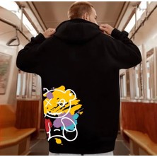Amor Man Büyük Beden Özel Tasarım Kapüşonlu Sokak Sanatı Sırt Baskılı Modern Battal Erkek Sweatshırt