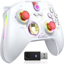 Easysmx X15 - Kablosuz Gamepad - Hall Effect Stick - Hall Triggers - Drift & Dead Zone Yok, 7 Rgb- Pc, Android, Steam ve Switch Uyumlu - Beyaz