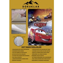 Doruklar Home Collection Kaymaz Taban Makinada Yıkanabilir Dijital Baskı Şimşek Mcqueen Desenli Çocuk Odası Halısı Dot Taban Halı