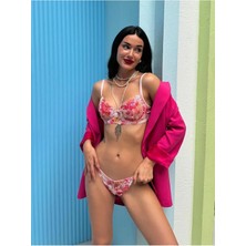 Baskılı Pembe Brode Takım