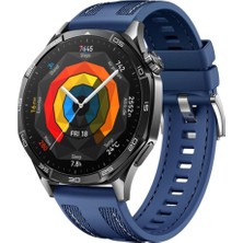 Huawei Watch Gt5 Pro 46 mm ile Uyumlu Kordon Hybrid Nylon Dikiş Desenli Tokalı Silikon Kayış