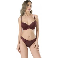 Bordo Desteksiz Soft Sütyen Takım