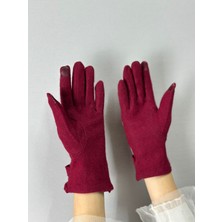 Çiçek Desenli Fırfırlı Dokunmatik Parmak Kadın Eldiven Kaşmir