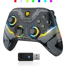 Easysmx X15 - Kablosuz Gamepad - Hall Effect Stick - Hall Triggers - Drift & Dead Zone Yok, 7 Rgb- Pc, Android, Steam ve Switch Uyumlu - Siyah