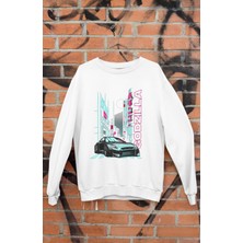 Gt-R Godzilla Baskılı Kapüşonsuz Sweatshirt, Unisex Oversize Araba Temalı Sweat