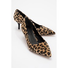 Ccway Kadın Sivri Burunlu Stiletto Leopar