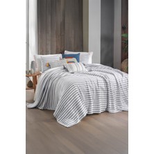 Sarev Flint Mavi  Pamuk Çift Kişilik Yatak Örtüsü