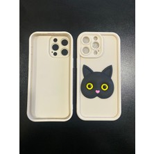 Digimanya Apple iPhone 15 Pro Siyah Kedi Desenli Telefon Kılıfı