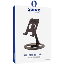 Sunix Katlanabilir Masaüstü Metal Telefon Tutucu Siyah Stand-16