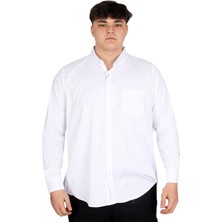 ModeXL Erkekler İçin Mode Xl Beyaz Uzun Kol Gömlek Klasik Kesim Cepli Büyük Beden