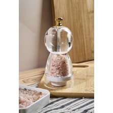 Millo Akrilik Baharat ve Karabiber Değirmeni Baharat Öğütücü Şeffaf Lüx Gold Detaylı 13,5 cm