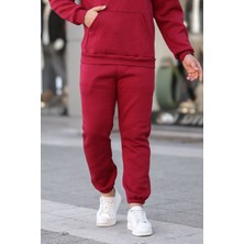Unisex Basic Relax Fit Bordo Jogger Eşofman Altı