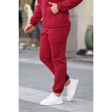 Unisex Basic Relax Fit Bordo Jogger Eşofman Altı