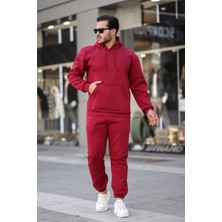 Unisex Basic Relax Fit Bordo Eşofman Takımı