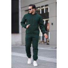 Unisex Basic Relax Fit Koyu Yeşil Eşofman Takımı
