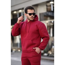 Unisex Basic Relax Fit Bordo Eşofman Takımı
