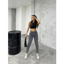 Bikelife Kadın Esnek/likralıyüksek Bel Mom Jeans