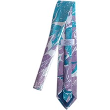 ElifEbru Exclusive Handicrafts Ebru Sanatı El Yapımı Turkuaz Eflatun Beyaz Bej Ipek Kravat Ikr 132