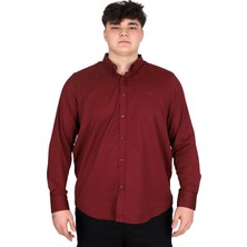 Mode Xl Büyük Beden Erkek Uzun Kol Gömlek Klasik Oxford U20368 Mürdüm