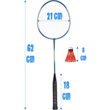 5'li Çantalı Set Badminton Raketi Seti 2 Raket + 2 Top + Çanta Amatör Çocuk-Genç Raket Top Seti 500