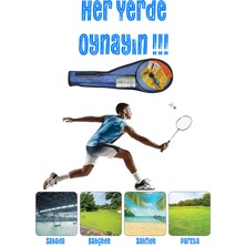 5'li Çantalı Set Badminton Raketi Seti 2 Raket + 2 Top + Çanta Amatör Çocuk-Genç Raket Top Seti 500