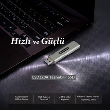 Transcend USB 10GBPS 1050/950MB/S Gizlenebilir Başlıklı Taşınabilir Metal Kasa SSD