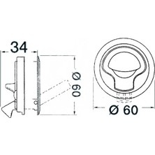 Goldsea Marin Tekne Karavan Plastik Gömme Kulp Ø60mm East Siyah 1 Adet