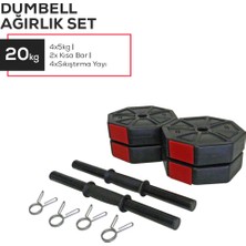 Tanspor 20 Kg Dambıl - Dumbell - Ağırlık - Halter - Kısa Bar Ve Düz Bar Seti