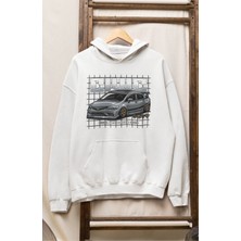 Unisex Civic Fd2 Power Baskılı Kapüşonlu Sweatshirt, Oversize Hondaa Araba Temalı Hoodie