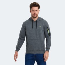 Slazenger OZZY IN Erkek Kanguru Cepli Kapüşonlu Koyu Gri Sweatshırt