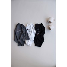 3lü Nakışlı Çıt Çıtlı Uzun Kollu Body Zıbın Set Model 7
