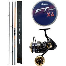 Yek Outdoor Yekoutdoor Profesyonel Olta Seti Okuma Salina Surf 14' 420 cm 3 Parça Surf Kamışı&kendo Black Bass GP10000 5+1bb Olta Makinesi